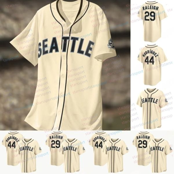 Custom 50th Mariners Jerseys 44 Julio Rodriguez 3 J.P. Crawford 17 Mitch Haniger Cal Raleigh Luke Raley Randy Arozarena George Kirby Baseball Jerseys