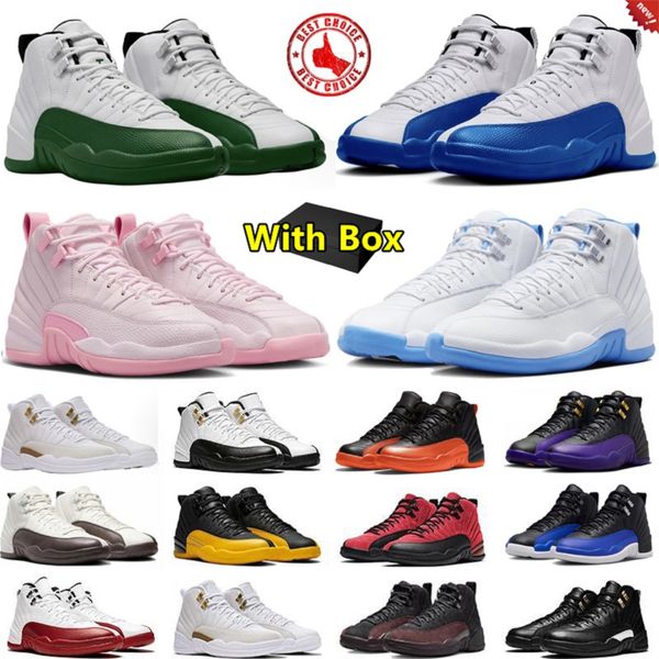 

With Box 12 12s mens basketball shoes Hyper Royal Pearl Pink Bucks Reverse Flu Game Blueberry Cherry Bloodline Black Wolf Grey men women trainers sports sneakers, Color#1