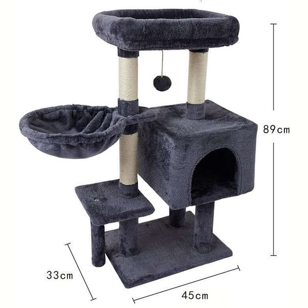 Cat Scratch Post & Playhouse Multi-Layered Tower w/ Elevated Platforms