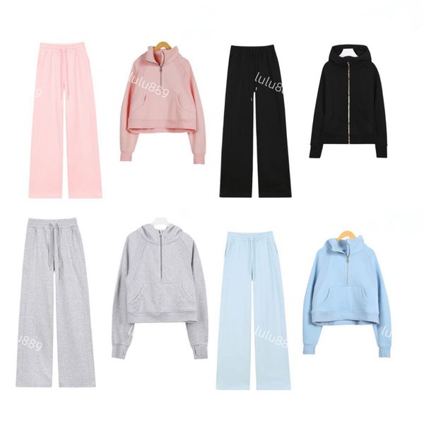 

Half Zip Hoodie Womens Yoga Suit Designer Hooded Sweatshirt Ladies Gym Sportswear Outdoor Sports Jogging Hoody Thick Long-sleeved with Fleece, Pants 03