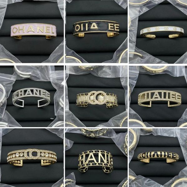 

Luxury Brass Bangle Women Fashion Designer Bangle Crystal Rhinestone Bracelet 18K Gold Plated Wedding Party Luxury Jewelry Accessories