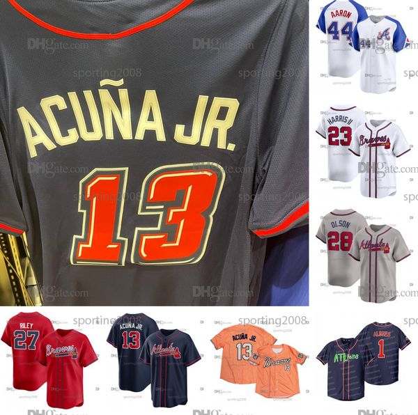 13 Ronald Acuna Jr. Braves Jersey Austin Riley Spencer Strider Matt Olson Michael Harris II Mike Yastrzemski Ozzie Albies Jorge Mateo Mauricio Dubon