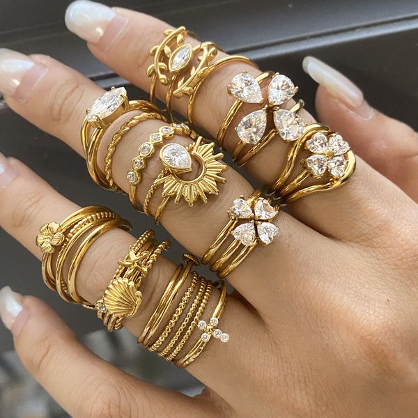 Fashion Titanium Steel Rings For Women Minimalist Geometric Stainless Steel Finger Ring Jewelry