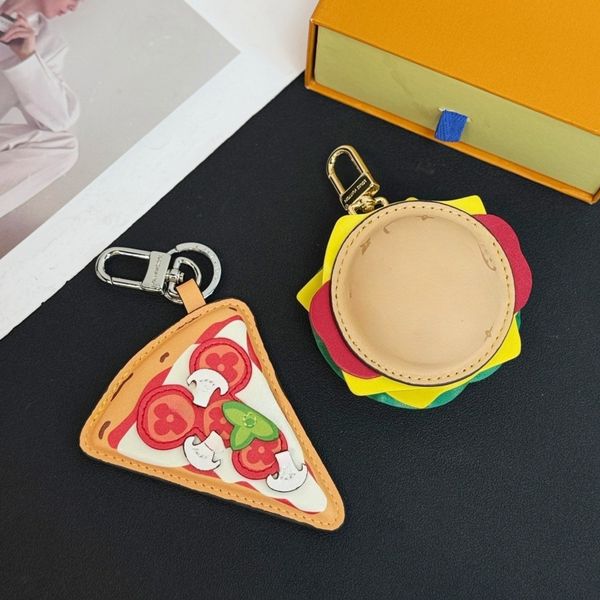 

Designer Keychain hamburger Bag Charm Chain Keychain Lanyards Men Women bag Charms Leather Pendant, Blue