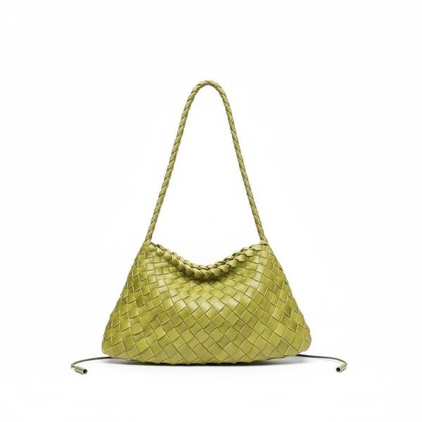 

Women's Luxury Hand Woven Leather Hobo Bag Vintage Basket Drawstring Shoulder Underarm Bag for Daily Office Party, Chocolate