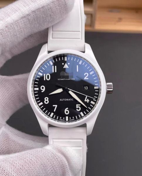 

Mysterious Code 41mm Ceramic Pilot Automatic Sports Watch Men Air Force Mechanical Wristwatches Clocks, White