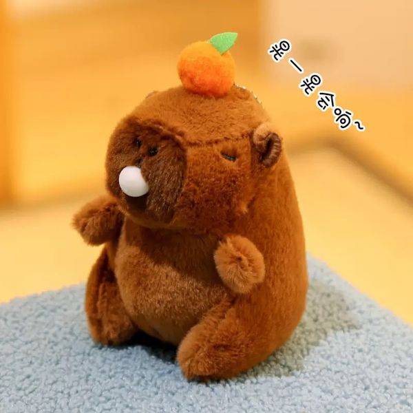 

Capybara Plush Keychain with Bubble and Sound Cute Stuffed Animal Toy, Orange bubble spit