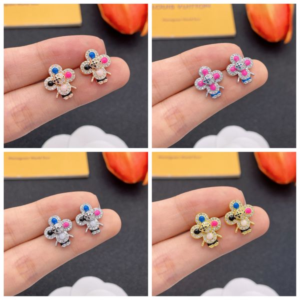 

Gold Plated Designer Letters Earring Fashion Crystal Rhinestone High Quality Woman Designer Accessories Jewelry Wedding Party Gift