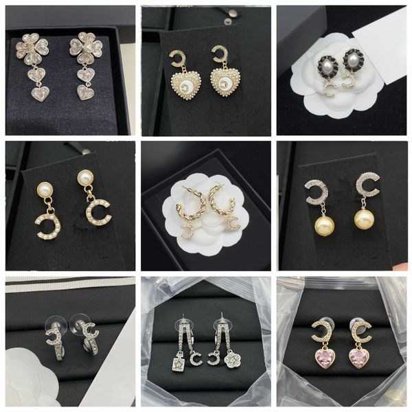 

Fashion Earrings designer Ear Stud Gold Plated Copper Earrings Women Letter Crystal Pearl Womens Wedding Design Jewelry Gifts