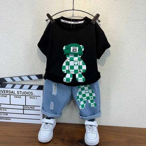 New Selling Summer Baby Boys Clothing Sets Tops bear T-shirt Short Pants 2 Pieces Set Kids Boys Age 2 3 4 5 6 7 8 9 10 YearsT260316