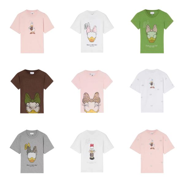 

26ss High Quality Luxury Designer Summer Soft Cotton T- shirt New Niche Classic Pattern Print Women Casual Versatile Beach Short Sleeve Loose Pullover Beach Tees Tops, Forestgreen