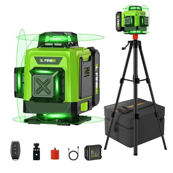 Level Self-Leveling Horizontal Vertical Cross 16-line Green Light Nivel Laser Rechargeable Home Improvement Tools 09 26H0318