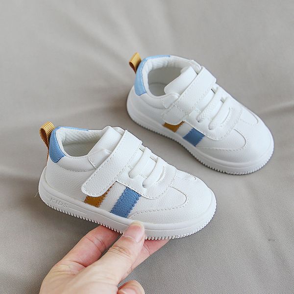 

Baby Boys Girls White Stripe Sneakers Toddler Magic Tape First Walkers Soft Sole Non-Slip Infant Casual Shoes for 1-3 Years Old Free Shipping, Red