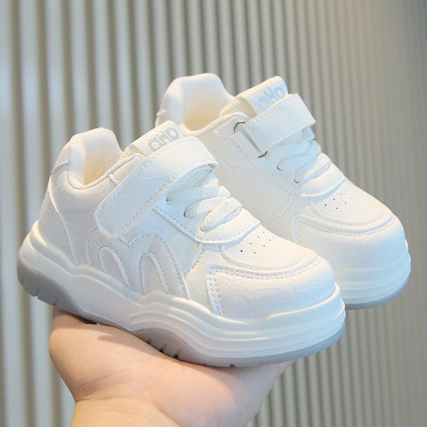 

Baby Boys Girls White Chunky Platform Sneakers Toddler Magic Tape First Walkers Soft Sole Non-Slip Kids Casual Shoes Size 22 - 32