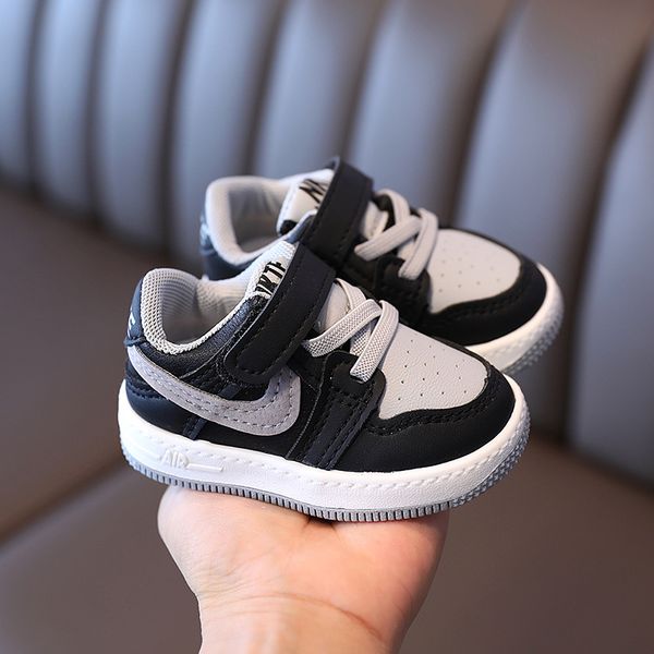 

Fashion Little White Shoes Baby Boys Girls AJ Style Sneakers Toddler Magic Tape First Walkers Non-Slip Kids Casual Shoes Free shipping Size 16 - 31, Gray