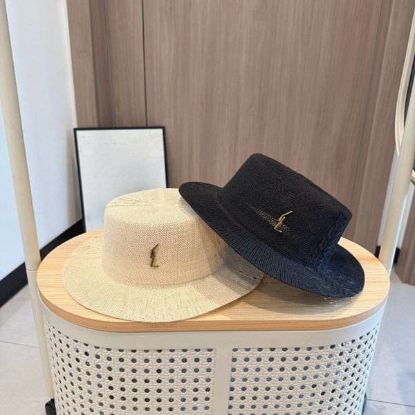 

bucket hat designer women Woven Grass Wide Brim Fisherman Hat Women Summer Breathable Sunscreen Large Brim Beach Vacation, Ivory