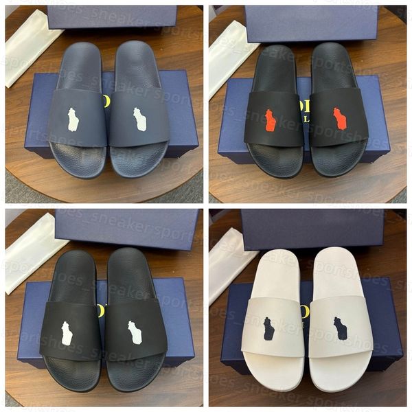 

Designer Slippers Men Women Polo Slides Black White Loafer Flat Heel Mule Slide Flip Flops Leather Sand Classic Summer Beach Slipper Sandals Slides Size 38-46, Chestnut high-heel