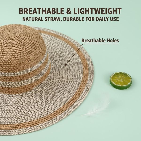 

Women's 2026 New Straw Tote Bag with Sun Hat Set Bow Decor Woven Beach Shoulder Bag for Vacation Travel Casual Daily, Straw-hat-001-khkai