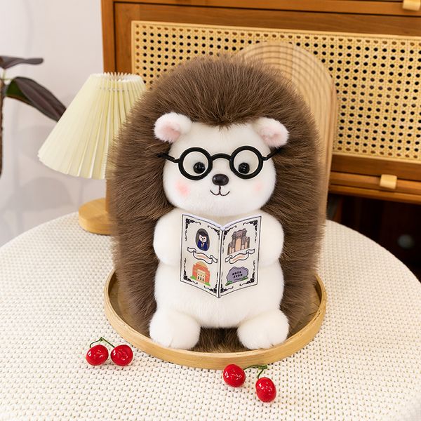 

Cute Glasses Hedgehog Plush Toy, Reading Literary Doll, Healing Gift Pillow for Girls, Bow tie hedgehog