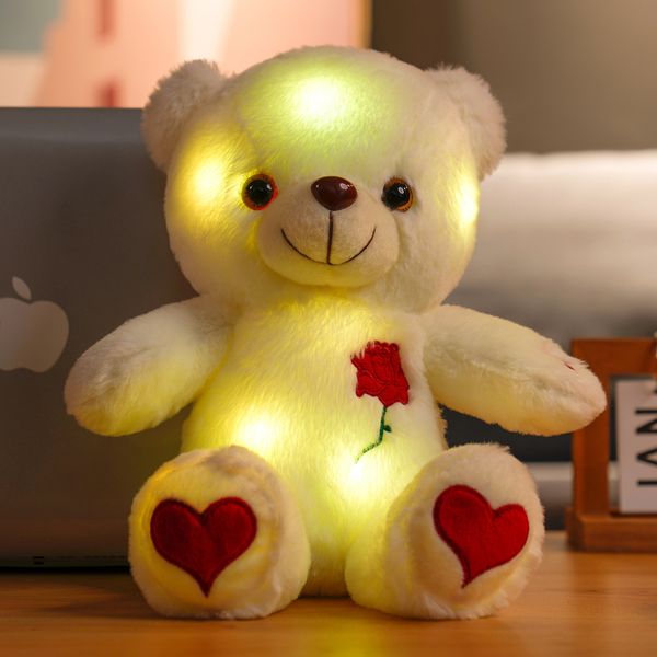 

LED Light Up Teddy Bear with Rose and Heart, Glowing Plush Doll, Valentine's Day Gift, Mixed colors