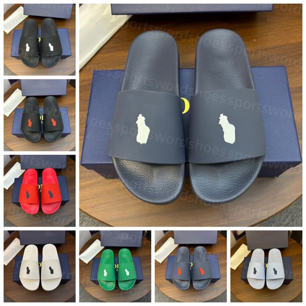 

Free Shipping Designer Slippers Polo Slides Mens Black White Sandals Loafer Flat Heel Slide Leather Sand Flip Flops Women Summer Beach Slipper Sliders Size 38-46, Chestnut high-heel