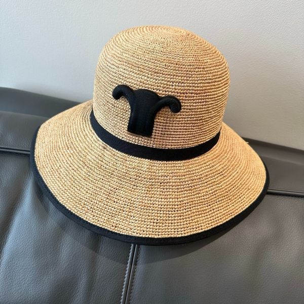 

Spring Hat Hats Designers Women Woven Grass Wide Brim Fisherman Hat Chapeau Summer Breathable Sunscreen Large Brim Beach Vacation, Black