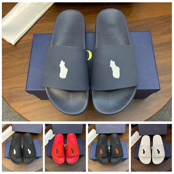 

Designer Sandals Mens Women Polo Slides Black White Slippers Loafer Flat Heel Slide Flip Flops Leather Sand Classic Polo Beach Slipper Sandal Sliders Size 38-46, Chestnut high-heel