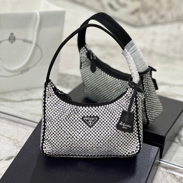

High-Quality Designer Bags Luxury Bags Wallets Shoulder Bags Crossbody Bags Women's Enamel Metal and Crystal Diamond-Studded Satin Mini Bags Black and Silver 5a, #21