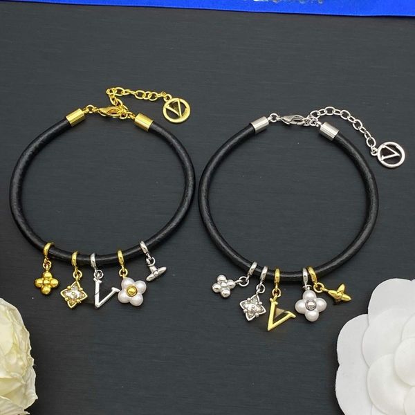 

Charm Bracelet Leather Bracelet Fashion Lock Bracelet Classic Designer Bracelet Brown for Men Women Lovers Jewelry Gift