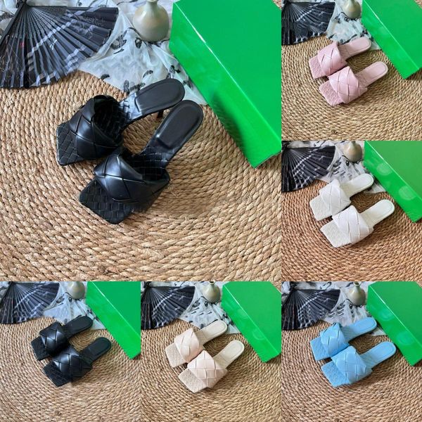 

2026 With Box Padded Flat Sandals Designer Women High Heels Black White Lido Sandal Lambskin Slides Flats Quilted Slippers Squared Rubber Sole, Color#1