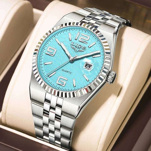 LIGE New Fashion Elegant Luxury Quartz Wristwatches 30M Waterproof Luminous Steel Watches Mens Gift Reloj Mujer