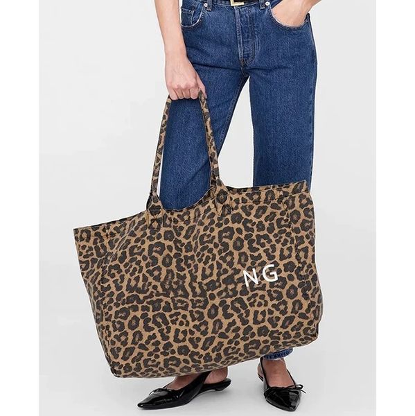 

Women Designer Large-Capacity Leopard Print Tote Bag Canvas Vintage Shoulder Bag Work Commute Casual Daily Shopping Bags, Blue