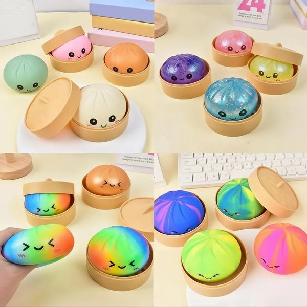 

Colorful Dumpling Steamer Simulation Bun Squishy Anxiety Stress Relief Sensory Slow Rebound Fidget Toys For Kids And Adults With Autism.. Afc, Blue