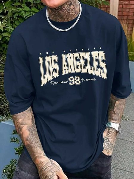 Fashionable new mens summer Los Angeles printed breathable round neck T-shirt outdoor casual versatile top J260318