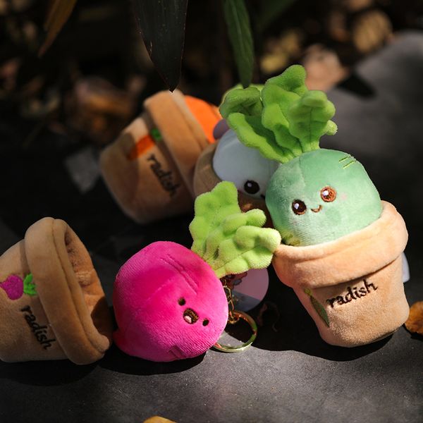 

Original Mini Potted Carrot Plush Toy Keychain Backpack Charm Christmas Gift, Rose red