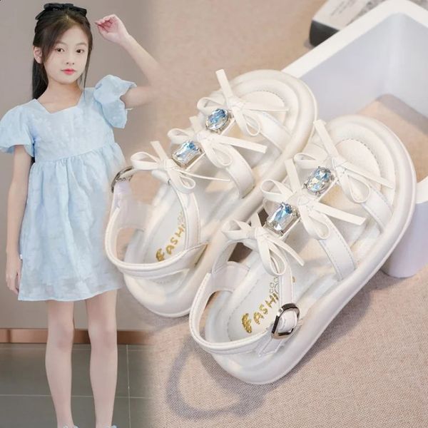 Summer Sandals For Girls Korean Style Crystal Teenager Sandal PU Leather Waterproof Beach Footwear Antislippery 260317