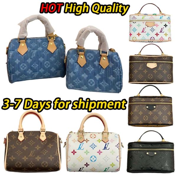 

Top popular designer bag luxury bag shoulder bag womens high-quality denim canvas leather diagonal cross handbag fashion casual tote bag, V3-25cm