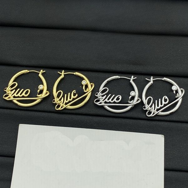 

High Quality Earrings Letters Designer Brand Wedding Hoop gold silver plated Crystal Jewelry for Women Party Gift