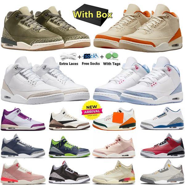 

Designer Basketball Shoes 3 3s Sports Sneakers Men Pure Money Cobalt Bliss Black Cat Valentines Day Free Throw Line Metallic Silver For the love UNC Womens Trainers, Gold