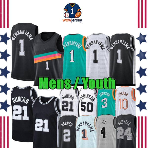 Victor Wembanyama San Anton Spur Basketball Jerseys Dylan Harper Stephon Castle De Aaron Fox Keldon Johnson Jeremy Sochan Devin Vassell Harrison