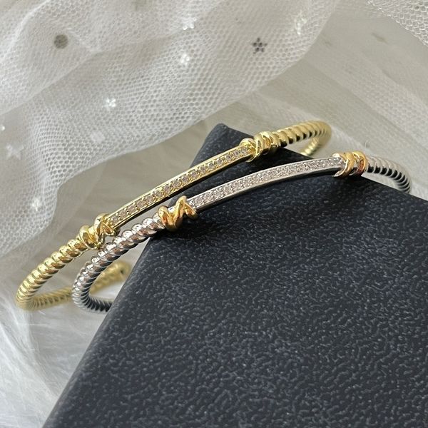 

925 Silver Bracelet High Quality Designer Twisted Rope Bracelet Minimalist Punk Style Diamond Bangle Luxury Open Bracelet Multiple Styles Perfect Couple Gift