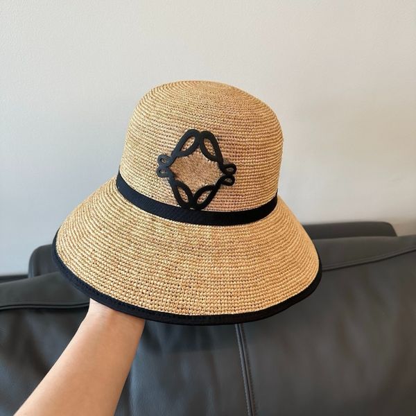 

Hats Designers Women Designer Bucket Hat Woven Grass Wide Brim Fisherman Hat Chapeau Summer Breathable Sunscreen Large Brim Beach Vacation, Brown