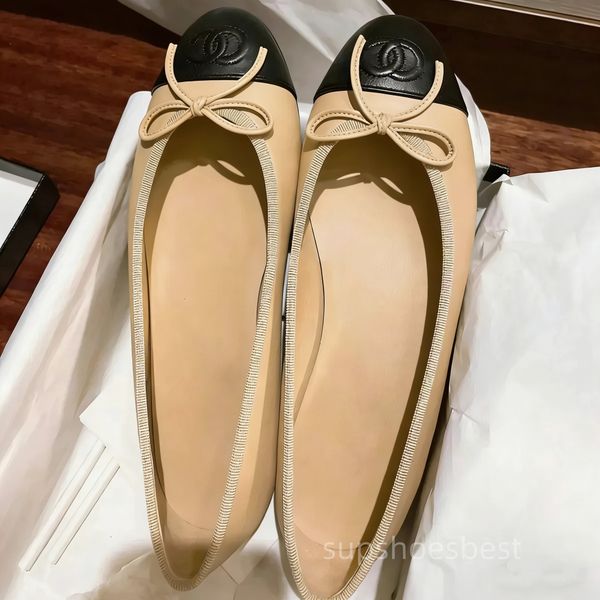 designer shoes Paris designer Ballet Flats Shoes Women Quilted Genuine Leather Slip on Ballerina Luxury Round Toe Ladies Dress Shoes HJ2G Slingbacks