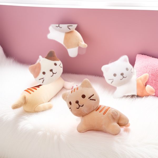 

Cute Japanese Style Lying Cat Plush Pendant Adorable Kitten Doll Bag Charm Gift, Multicolor