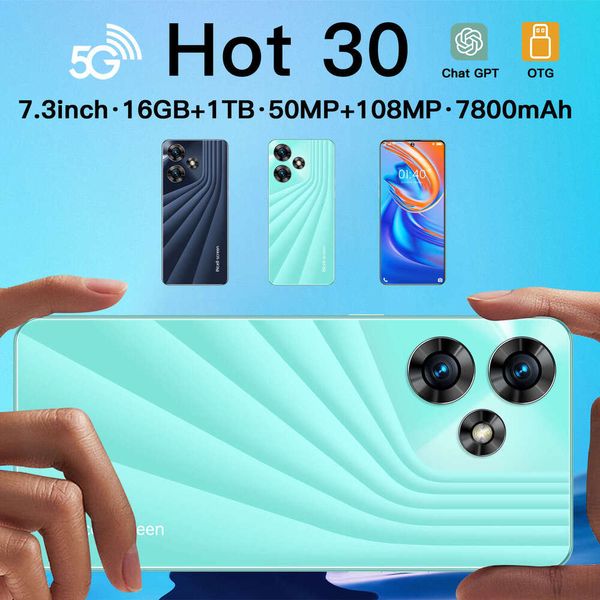 New Product Hot 30 Android Smartphone 7.3 Inches 16+1T Mobile Phone At Factory Price, Available mobile phone