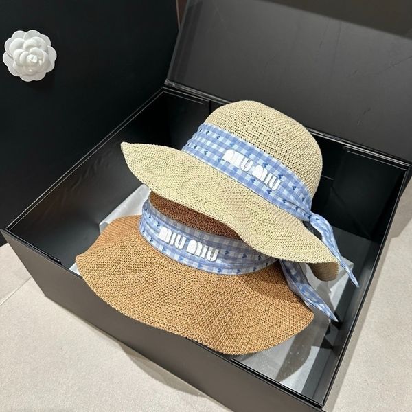 

Bucket Hat Designer Women Woven Grass Wide Brim Fisherman Hat Men and Women Summer Breathable Sunscreen Large Brim Beach Vacation, Beige