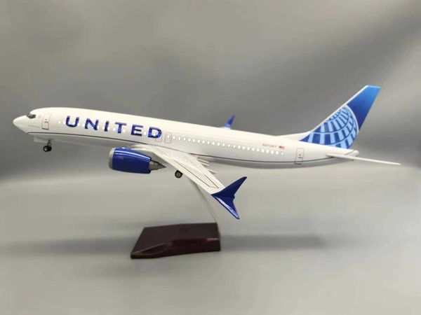 737 B737 MAX New Aircraft United Airlines 47CM Diecast Model Airplane With Airplanes Working Lights For Decoration Christm L260320