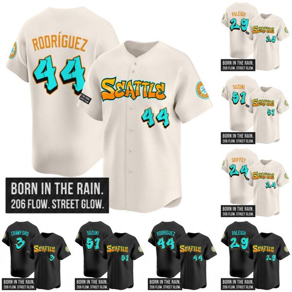 Mariners Graffiti Emerald Drop Edition Jersey Julio Rodriguez Randy Arozarena J.P. Crawford Cal Raleigh Luke Raley Josh Naylor Cole Young Bryan Woo Jhonny Pereda