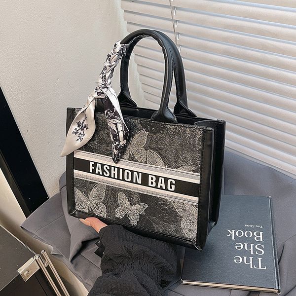 

Senior Sense Embroidery Hand Carry Women'S Bag New Large Capacity Simple Shoulder Bag Small Trend With Tote Bag 2026s hot, White#