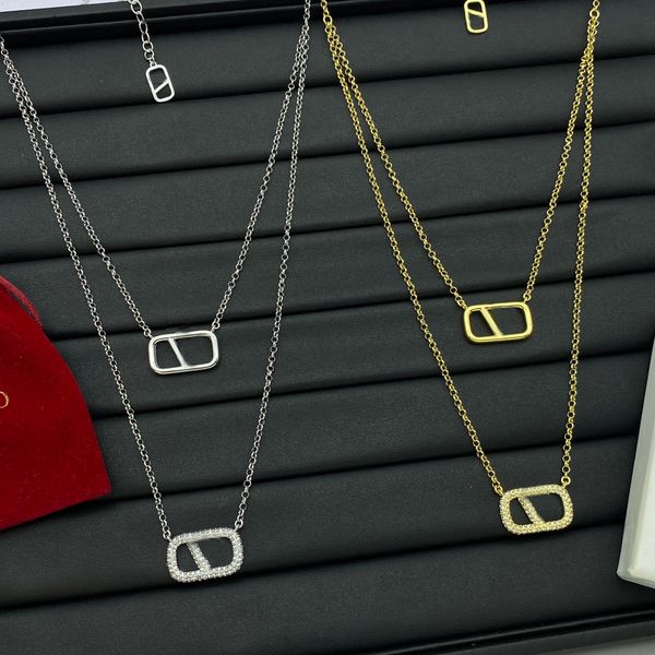 

Designer Necklace Letter Pendant High Quality Gold Choker Chain Crystal Pearl Necklace Wedding Jewelry Gift with Box